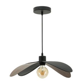 Suspension Floris métal noir et raphia E27 40W IP20 Ø50cm x H.140cm Seynave