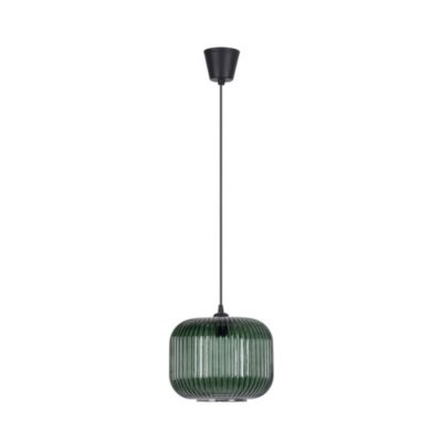 Suspension Gemma verre strié vert bistrot E27 60W IP20 H.19,5 x Ø25 cm Corep