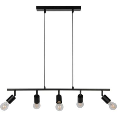 Suspension Ghlin 5 lumières E27 140W ⌀80xL.6xH.110cm noir GoodHome