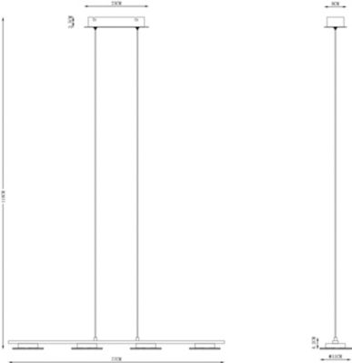 Suspension Giedi 4 LED intégrée argent
