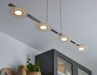 Suspension Giedi 4 LED intégrée argent