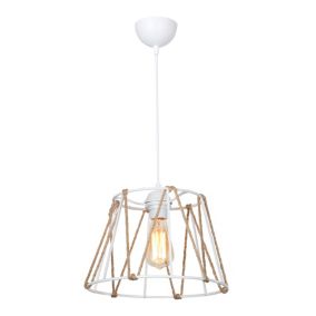 Suspension Halifax en ABS et corde de jute hauteur 60 cm E27 blanc naturel lux.pro