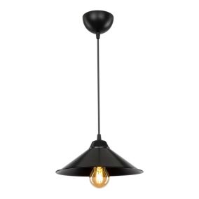 Suspension Hereford en plastique hauteur 48 cm E27 noir lux.pro