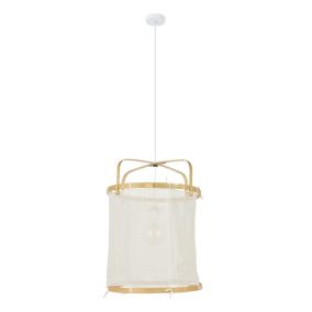 Suspension Hikari E27 40W IP20 ⌀38xH.125cm bambou coloris naturel Corep