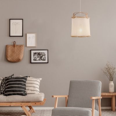 Suspension Hikari E27 40W IP20 ⌀38xH.125cm bambou coloris naturel Corep