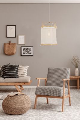 Suspension Hikari E27 40W IP20 ⌀38xH.125cm bambou coloris naturel Corep