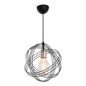 Suspension Hove en métal 75 cm E27 noir cuivre lux.pro