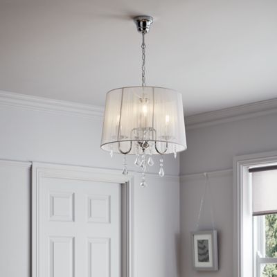 Suspension Hovland 3 lampes E14 IP20 argent et blanc