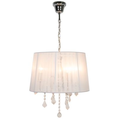 Suspension Hovland 3 lampes E14 IP20 argent et blanc