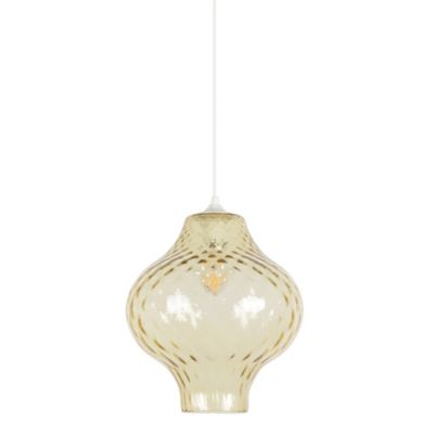 Suspension Idoline verre strié ambre E27 60W IP20 H.30 x Ø30 cm Corep