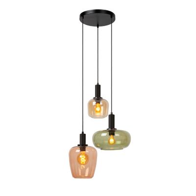 Suspension Ilona en verre colorés 3 lampes IP20 3 x E27 120W H.174cm Lucide