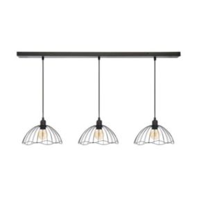 Suspension industrielle en métal filaire noir - Atmosphera - 3 lampes - D. 24 x H. 11 cm - 40W