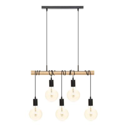 Suspension Jake - métal et pin - noir - L120 cm - Atmosphera