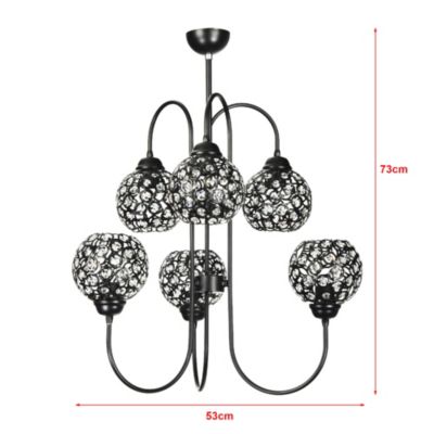 Suspension Kelso 73 x 53 x 53 cm 6 x E27 noir lux.pro