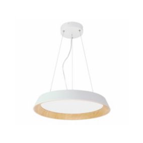 Suspension LED en métal et aluminium  - D. 45 cm - Blanc et naturel - DERRY