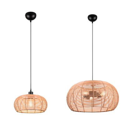 Suspension Led métal et rotin culot E27 - Trio - Inga