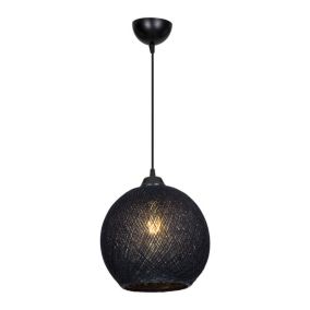 Suspension Lisburn corde de jute hauteur 65 cm E27 noir lux.pro