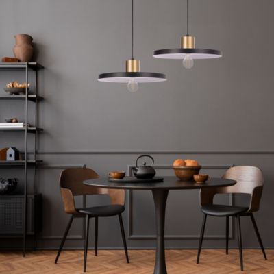 Suspension Livingstone IP20 Ø38 x H.12 cm Lussiol métal noir