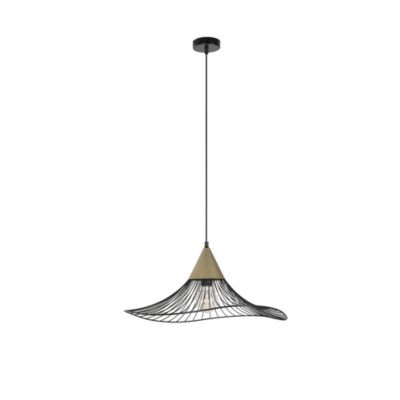 Suspension Lizzie E27 60W IP20 ⌀60xH.125cm noir et laiton Corep