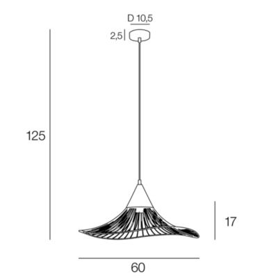 Suspension Lizzie E27 60W IP20 ⌀60xH.125cm noir et laiton Corep