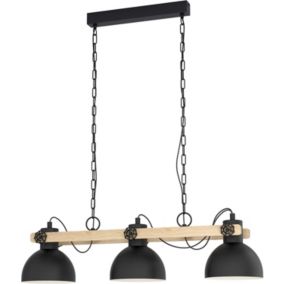 Suspension Lubenham 3 lumières E27 IP20 28W L.90xl.20xH.108,5cm noir Eglo