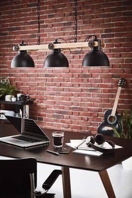 Suspension Lubenham 3 lumières E27 IP20 28W L.90xl.20xH.108,5cm noir Eglo