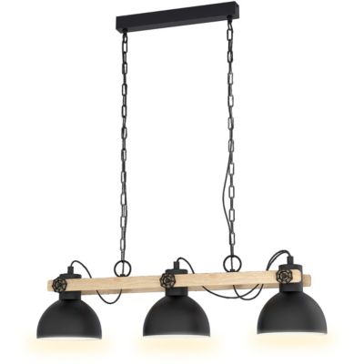 Suspension Lubenham 3 lumières E27 IP20 28W L.90xl.20xH.108,5cm noir Eglo