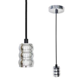 Suspension luminaire Ampoule E27 Argent Chromé Cylindrique - SILAMP