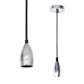 Suspension luminaire Ampoule E27 Argent Chromé Ovale - SILAMP