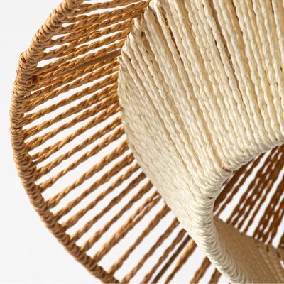 Suspension luminaire japonaise wabi-sabi en papier tressé artisanal marron beige D40 cm AKAR