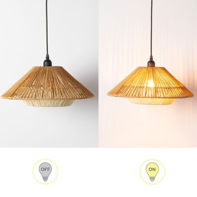 Suspension luminaire japonaise wabi-sabi en papier tressé artisanal marron beige D40 cm AKAR
