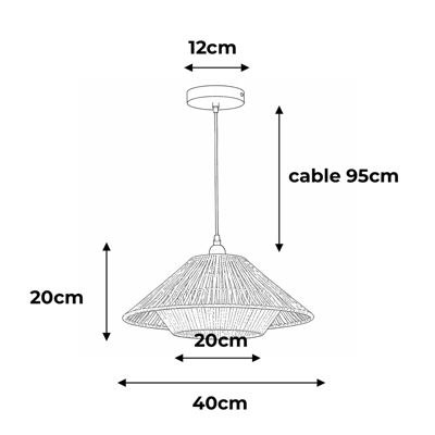 Suspension luminaire japonaise wabi-sabi en papier tressé artisanal marron beige D40 cm AKAR
