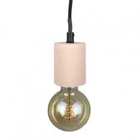 Suspension lumineuse ajustable en béton rose pastel - CALO 5706