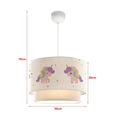 Suspension Lurgan pour enfant E27 70 cm motif de licorne lux.pro