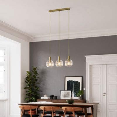 Suspension Lybia 3 lumières E27 75W ⌀74xL.20xH.110cm laiton GoodHome