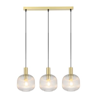 Suspension Lybia 3 lumières E27 75W ⌀74xL.20xH.110cm laiton GoodHome