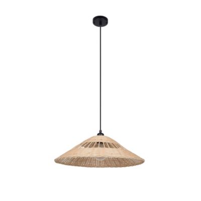 Suspension métal et rotin naturel E27 15W IP44 Esterel Ø56 x H.96 cm