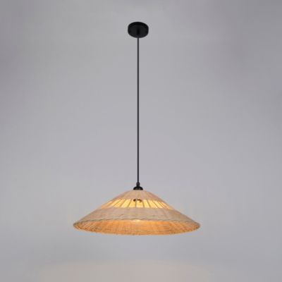 Suspension métal et rotin naturel E27 15W IP44 Esterel Ø56 x H.96 cm