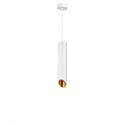 Suspension Moderne GU10 Blanche Diffuseur Or H30cm