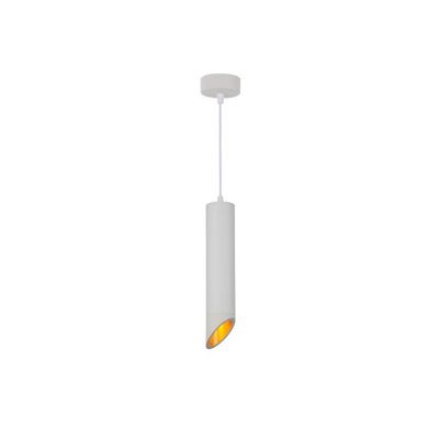 Suspension Moderne GU10 Blanche Diffuseur Or H30cm
