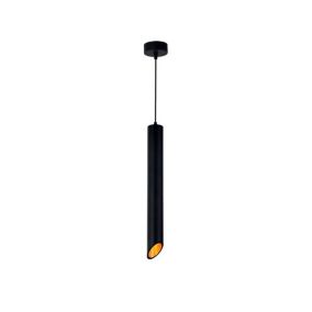 Suspension Moderne GU10 Noire Diffuseur Or H50cm