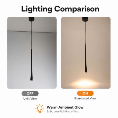 Suspension Moderne LED en Aluminium Noir avec Tube Long Minimaliste : pour Bar, Cuisine et Magasin. Driver LED KGP 7W