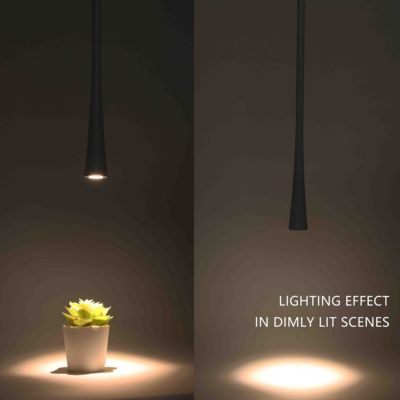 Suspension Moderne LED en Aluminium Noir avec Tube Long Minimaliste : pour Bar, Cuisine et Magasin. Driver LED KGP 7W