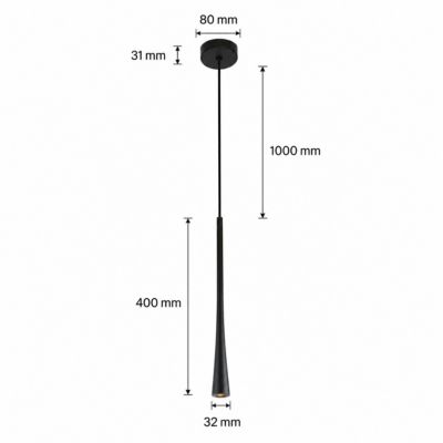 Suspension Moderne LED en Aluminium Noir avec Tube Long Minimaliste : pour Bar, Cuisine et Magasin. Driver LED KGP 7W
