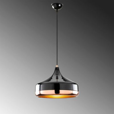 Suspension moderne noire et cuivre forme évasée SILE