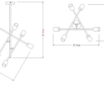 Suspension Monzoni 6 ampoules E27 IP20 noir