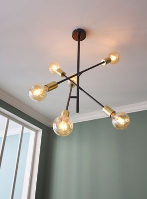 Suspension Monzoni 6 ampoules E27 IP20 noir