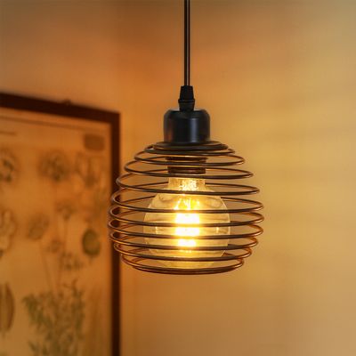 Suspension Nettlife Vintage 1 Ampoule : Suspension Industrielle Noire avec Câble de 4,5 m avec Prise et Interrupteur, Douille E27