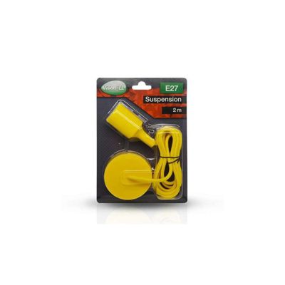 Suspension Noire avec douille E27 avec câble 2m Jaune