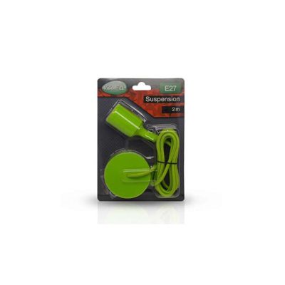 Suspension Noire avec douille E27 avec câble 2m Vert